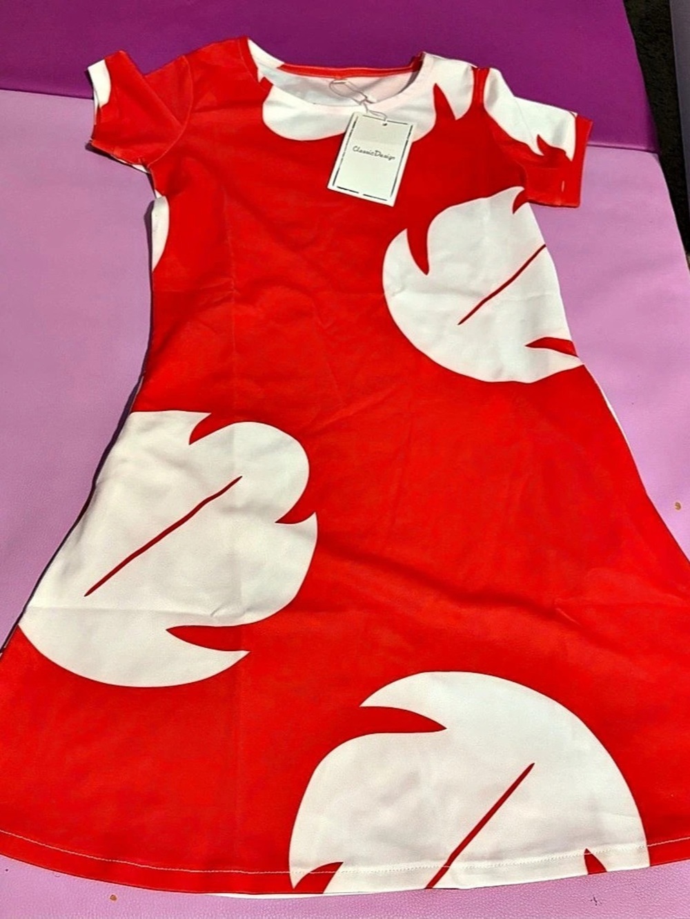Red & White Abstract Mini Dress NWT